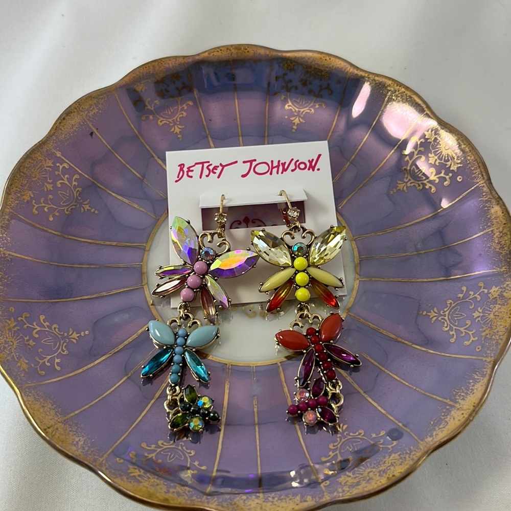 Rainbow Dragonfly Earrings by Betsy Johnson
